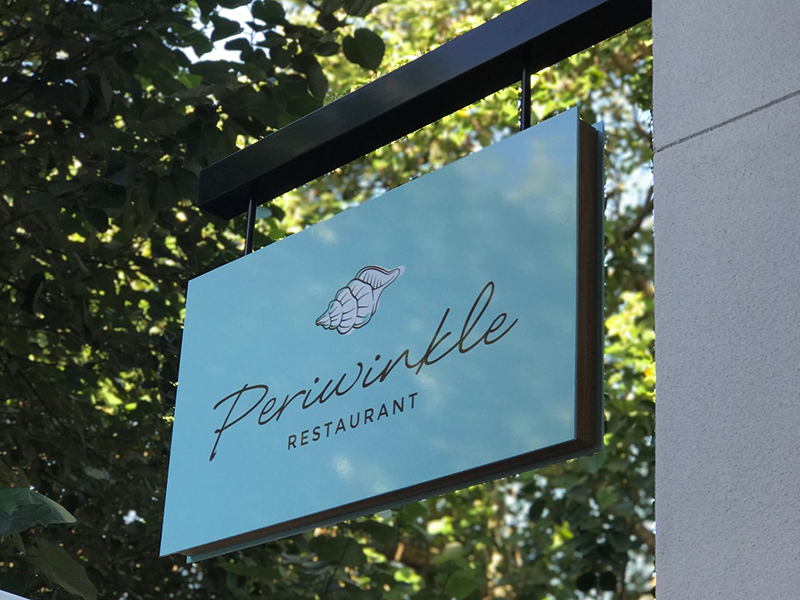 Periwinkle restaurant outdoor sign